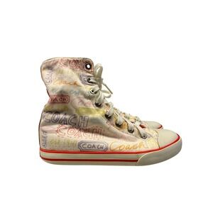 Coach Bonney High Top Sneakers Women's‎ Size 5.5 Canvas Signature Graffiti Print